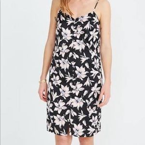 Madewell Black and Pink Satin slip dress